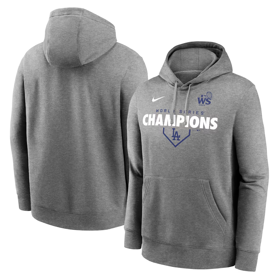 Men Los Angeles Dodgers 2024 MLB World Series Champions grey hoodie